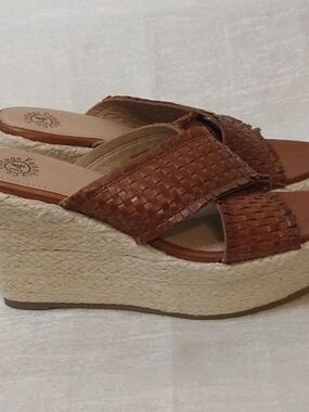 Woven Leather Vintage Foundry Wedge Sandals - Brown Womens 11